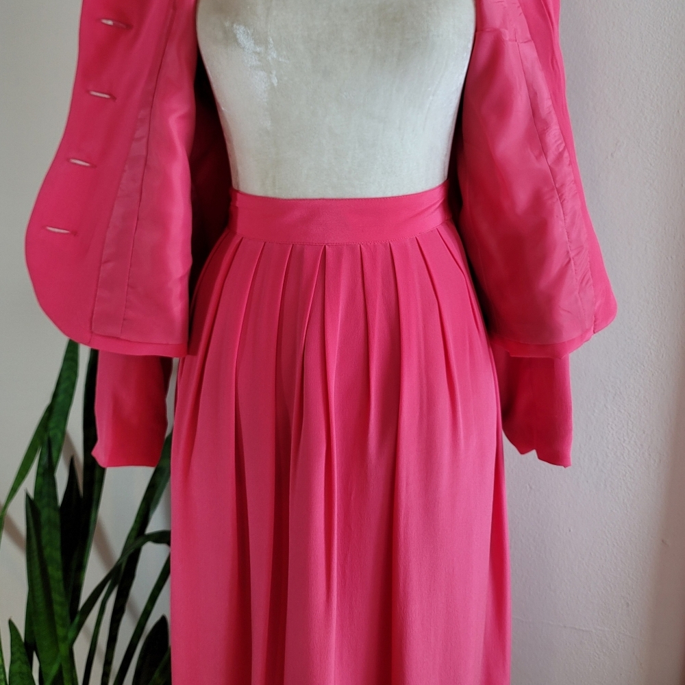 VTG 80s Silk David Hollis Skirt Set - Picture 8 of 12